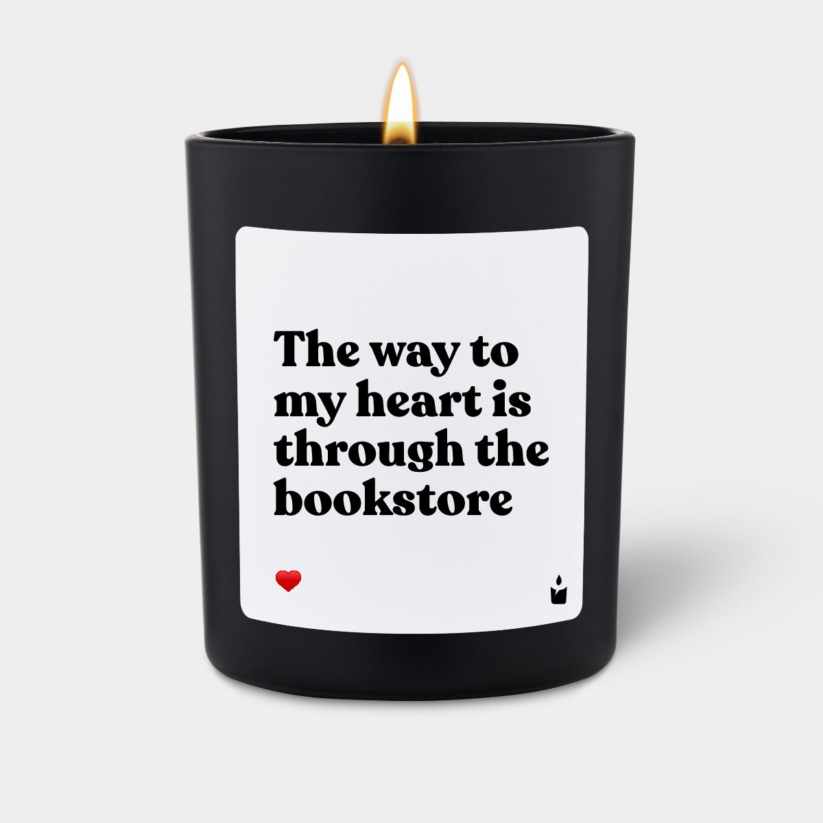 Duftkerze Schwarz Woody The way to my heart is through the bookstore