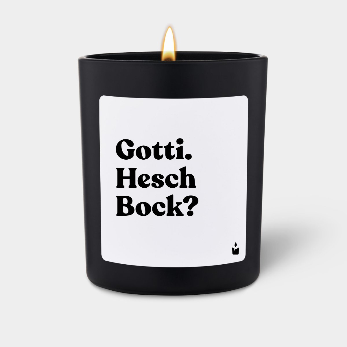 Duftkerze Schwarz Woody Gotti. Hesch Bock?