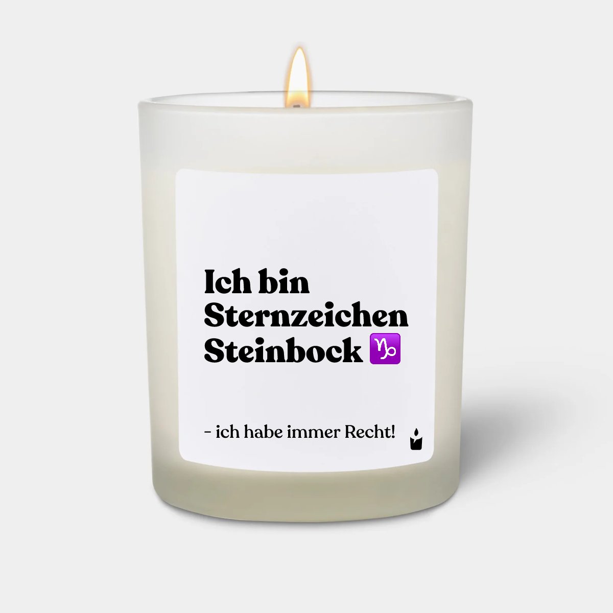 Duftkerze Weiss Woody Ich bin Sternzeichen Steinbock - ich habe immer Recht!
