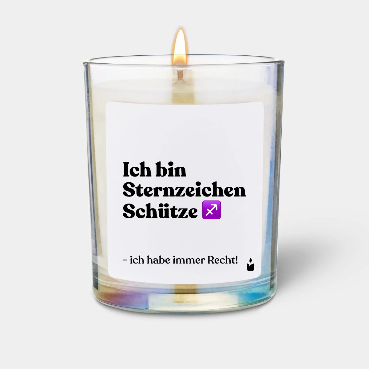 Duftkerze Rainbow Woody Ich bin Sternzeichen Schütze - ich habe immer Recht!
