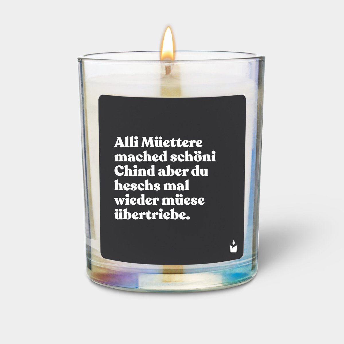 Duftkerze Rainbow Flowery Alli Müettere mached schöni Chind aber du heschs mal wieder müese übertriebe.