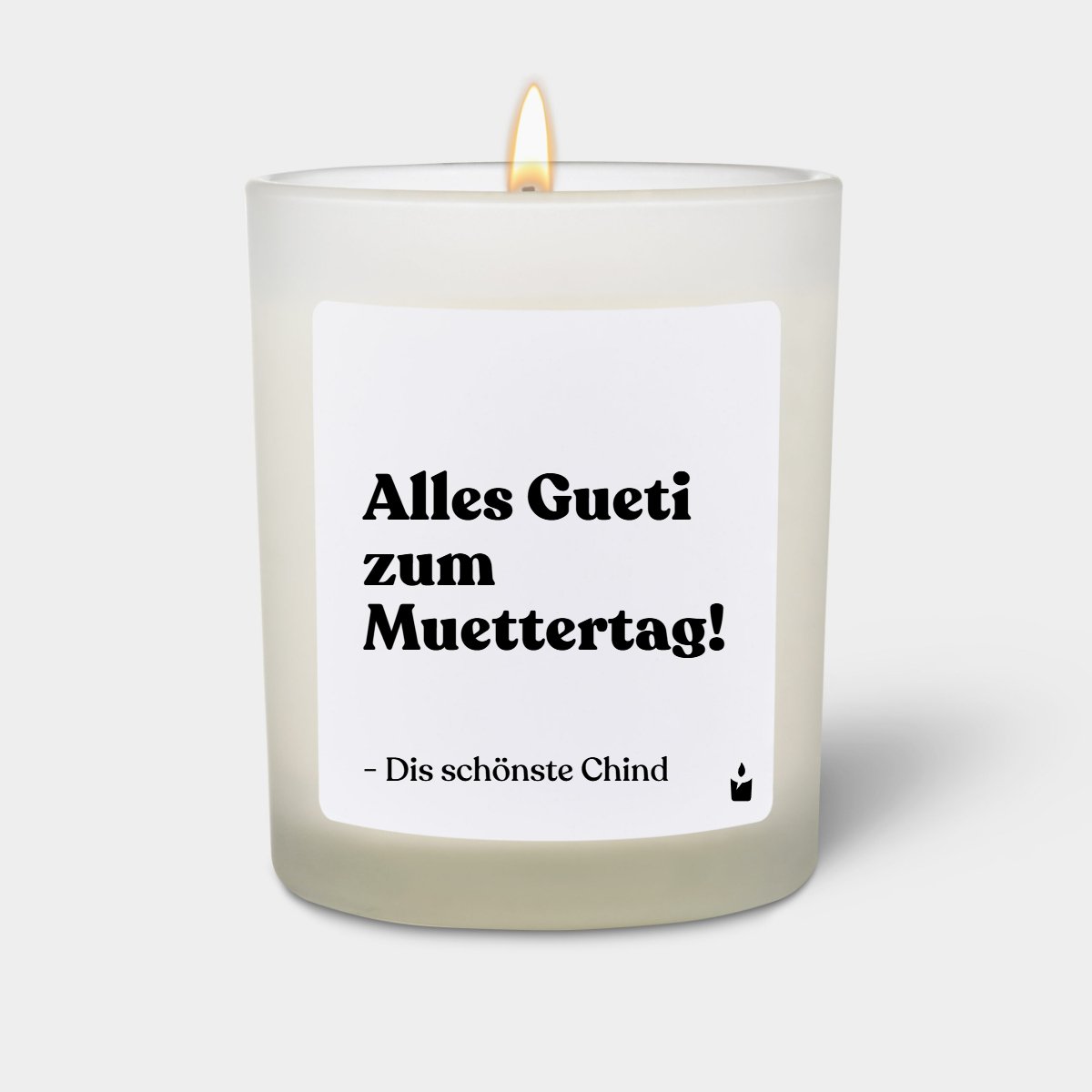 Duftkerze Weiss Flowery Alles Gueti zum Muettertag! - Dis schönste Chind