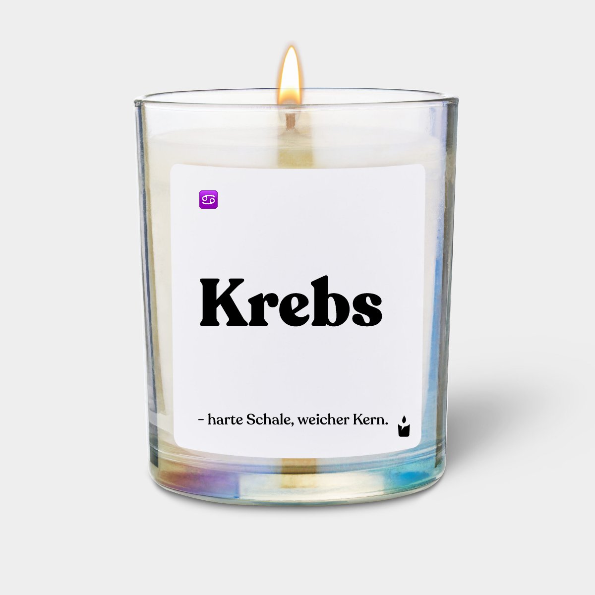 Duftkerze Rainbow Flowery Krebs – harte Schale, weicher Kern.