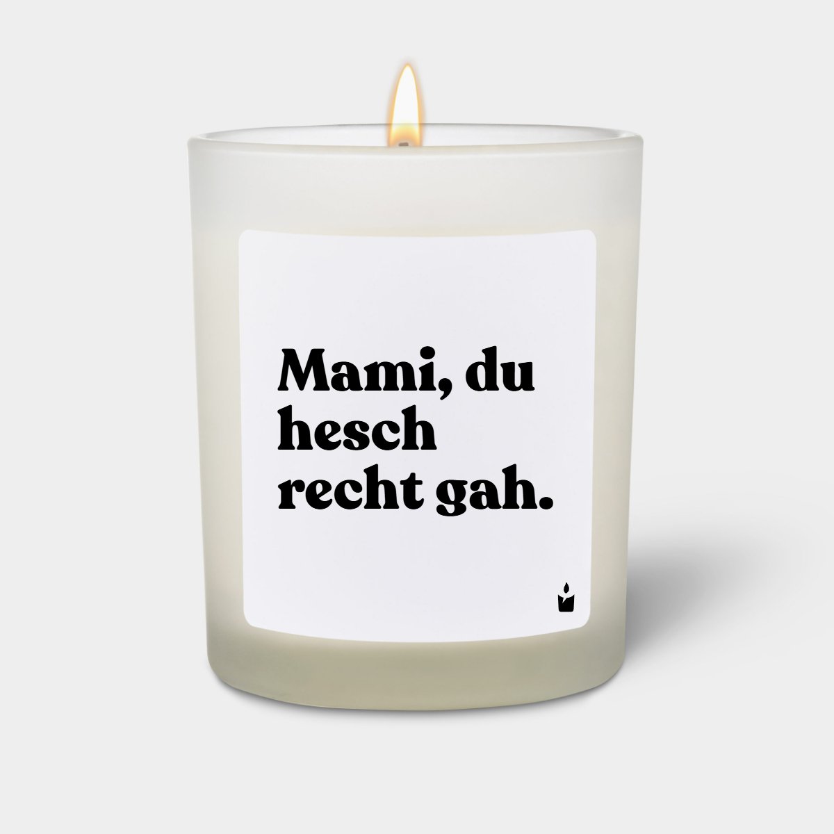 Duftkerze Weiss Flowery Mami, du hesch recht gah.