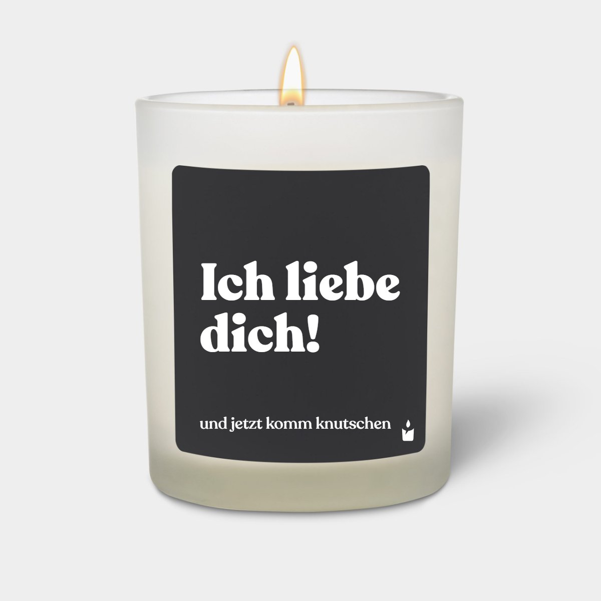 Duftkerze Weiss Woody Ich liebe dich und jetzt komm knutschen