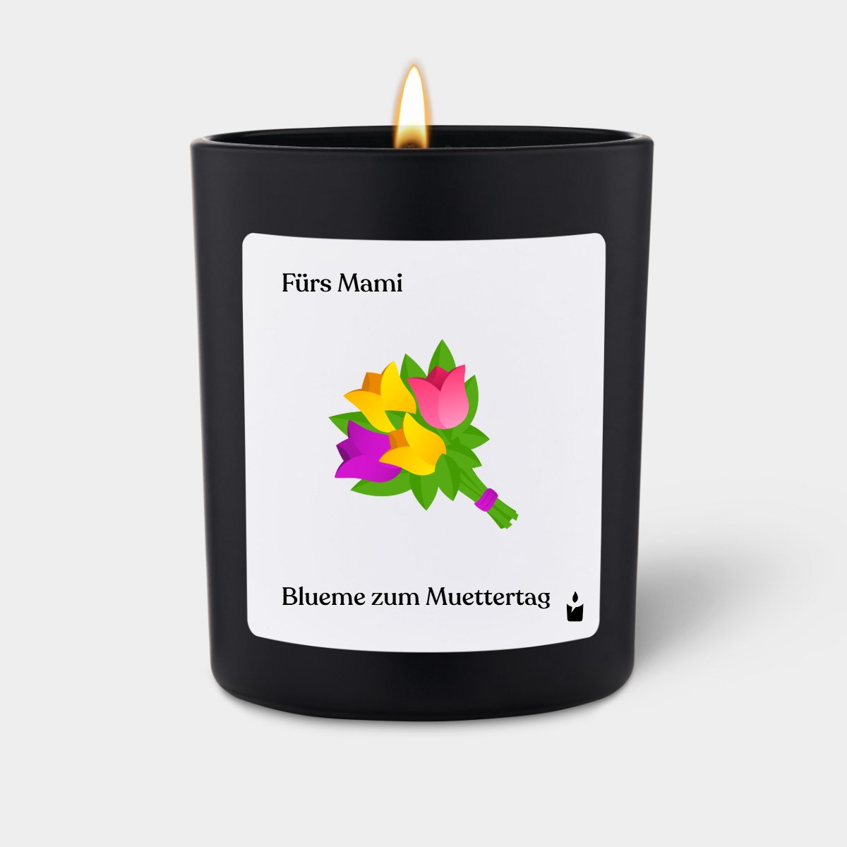 Duftkerze Schwarz Flowery Fürs Mami. Blueme zum Muettertag