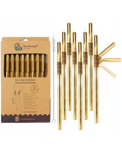 Edelstahl Trinkhalme Biegbar Gold 8er Set 22cm