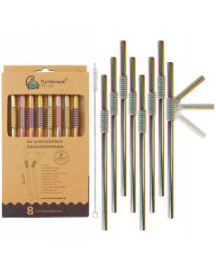 Edelstahl Trinkhalme Biegbar Rainbow 8er Set 22cm